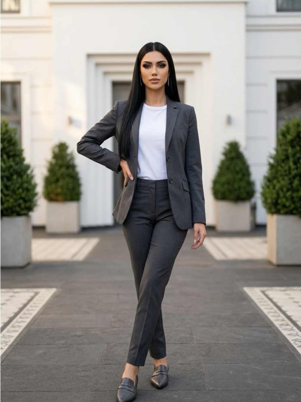Brooks Brothers Explorer Women Gray Pantsuit Blazer Sz2 Pants Sz 4 Business EUC